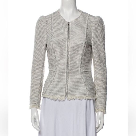 Rebecca TaylorTweed Pattern Evening Zipper Jacket, Size 4 - Picture 2 of 5